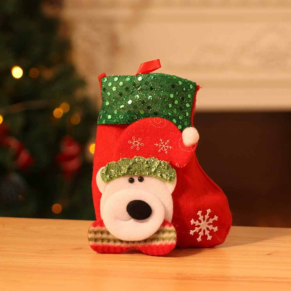 Santa Christmas Tree Hanging Bags – 4PCS Velvet Candy Gift Bags 15 × 12cm