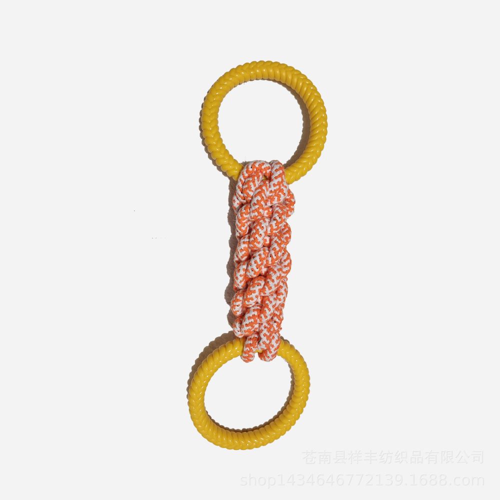 Heavy-Duty Dog Tug Toy – Cotton Rope with Rubber Ring for Large Breeds