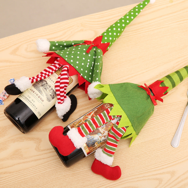 4PCS Christmas Bottle Toppers – Santa Hat Wine Covers for Holiday Table Decor