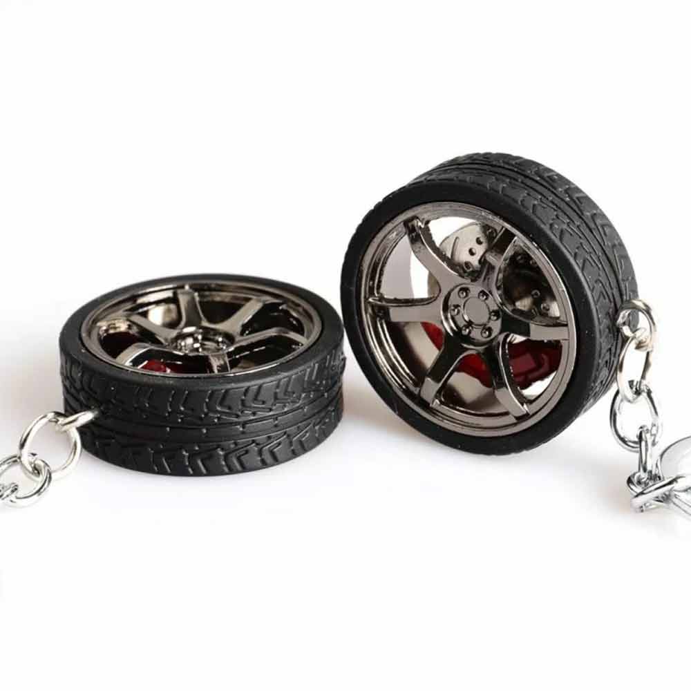 Simulation Tire Car Wheel Keychain Chain Brake Discs Key Ring RIM Wheel Keyring