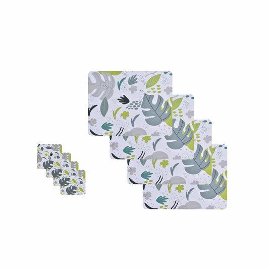 Clevinger 8 pcs MDF Placemats and Coasters Monstera