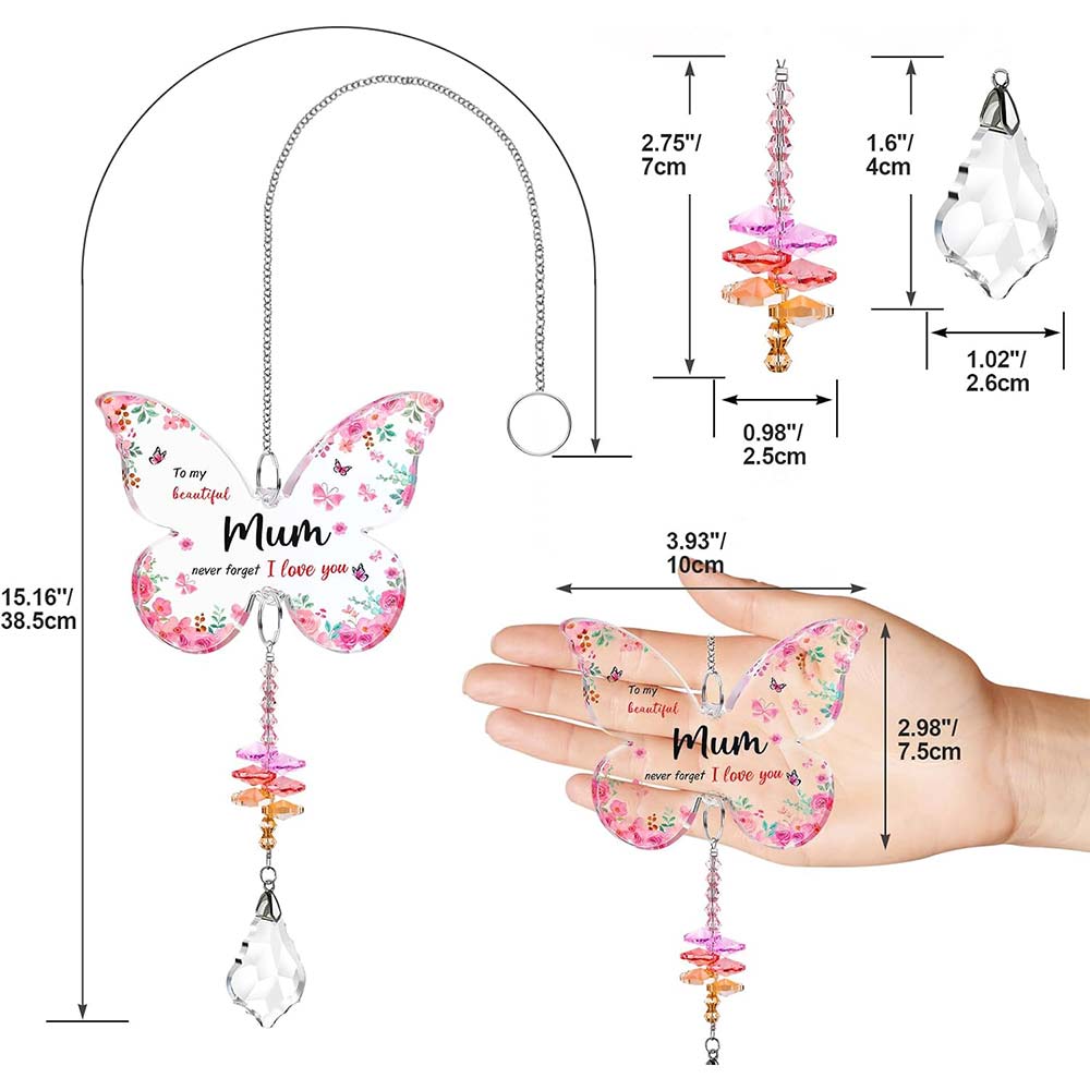 Mother's Day Unique Gift for Mum - Butterfly Acrylic Crystal Suncatcher from Daughter Son