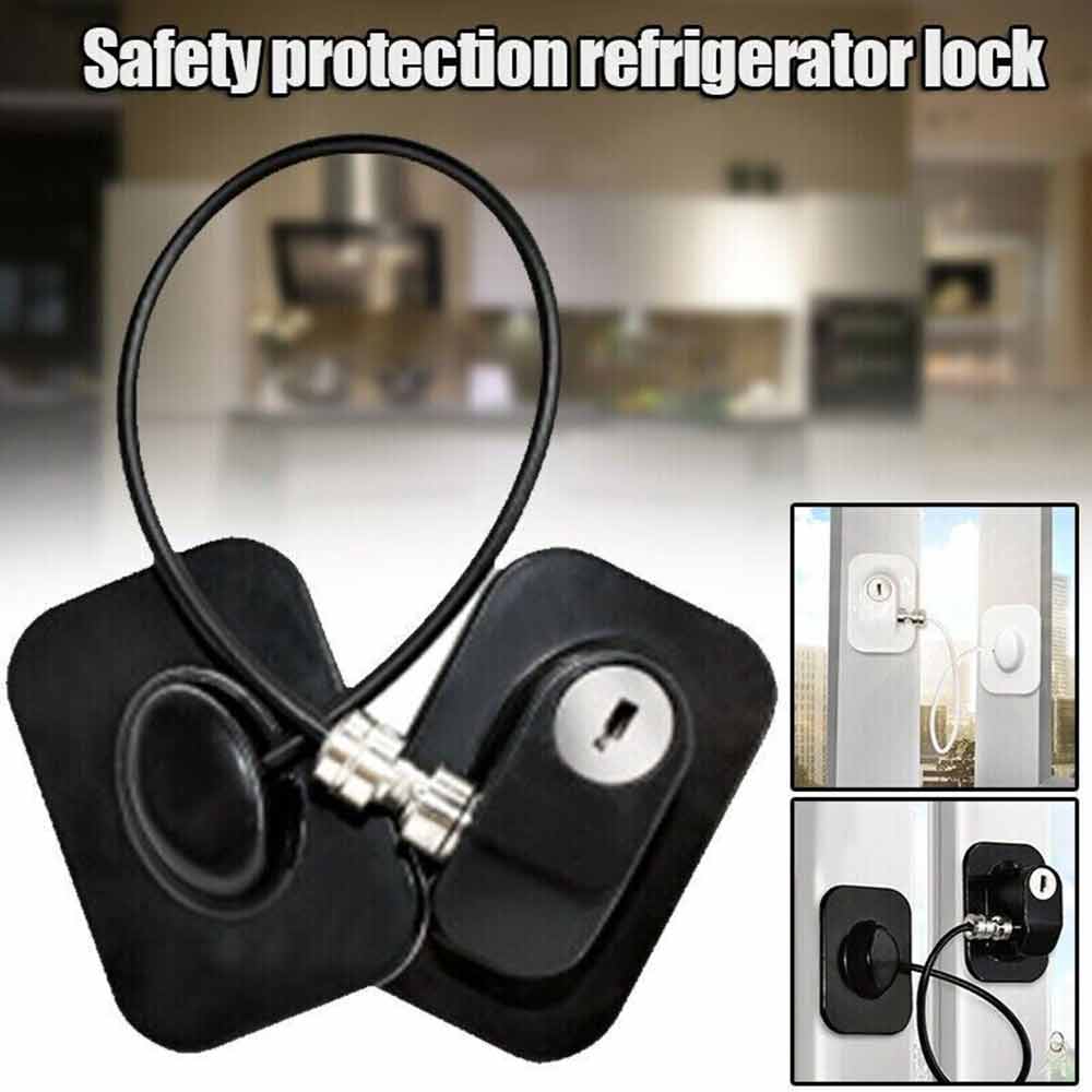 Refrigerator Fridge Lock with 2 Keys Child Safety Childproof Lock for Cabinet Drawers Door Window