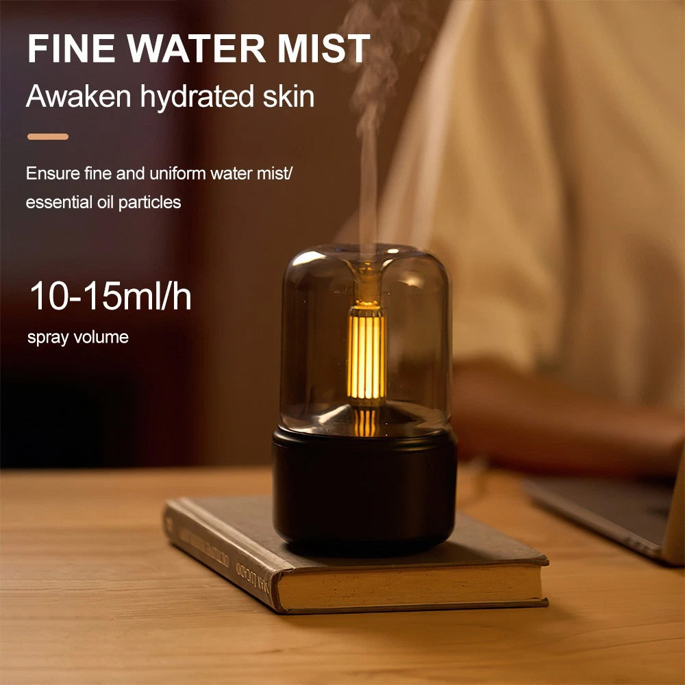 Black Vintage USB Candlelight Aroma Diffuser - 120ml Essential Oil Humidifier