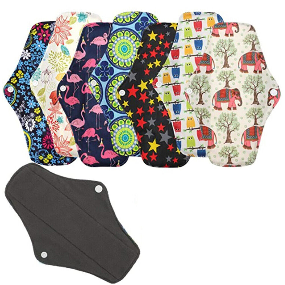 7pcs/Mixed Reusable Washable Bamboo Cloth Eco Sanitary Towels Period Pads