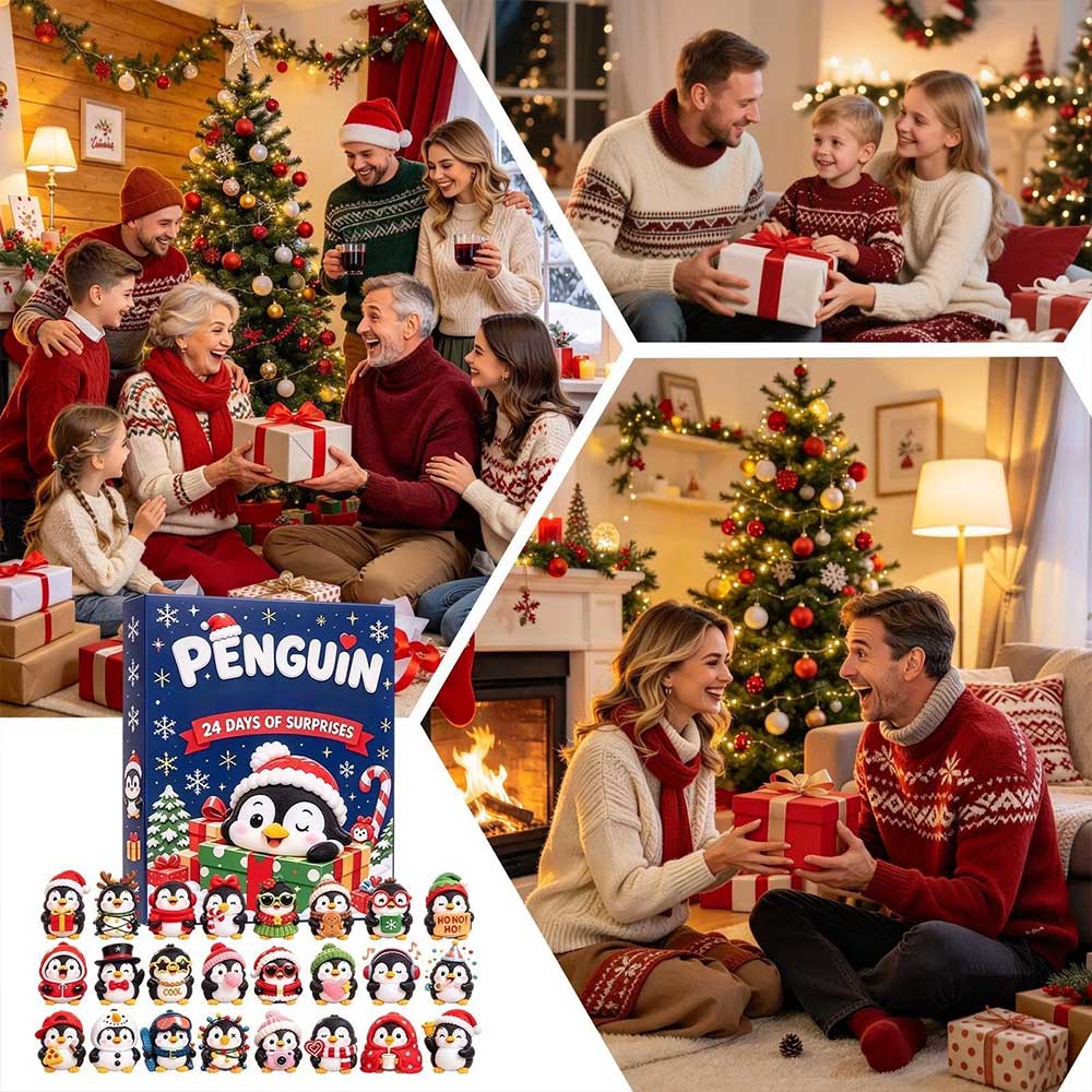 Christmas Countdown Calendar – 24-Day 3D Penguin Animal Figure Decor Set