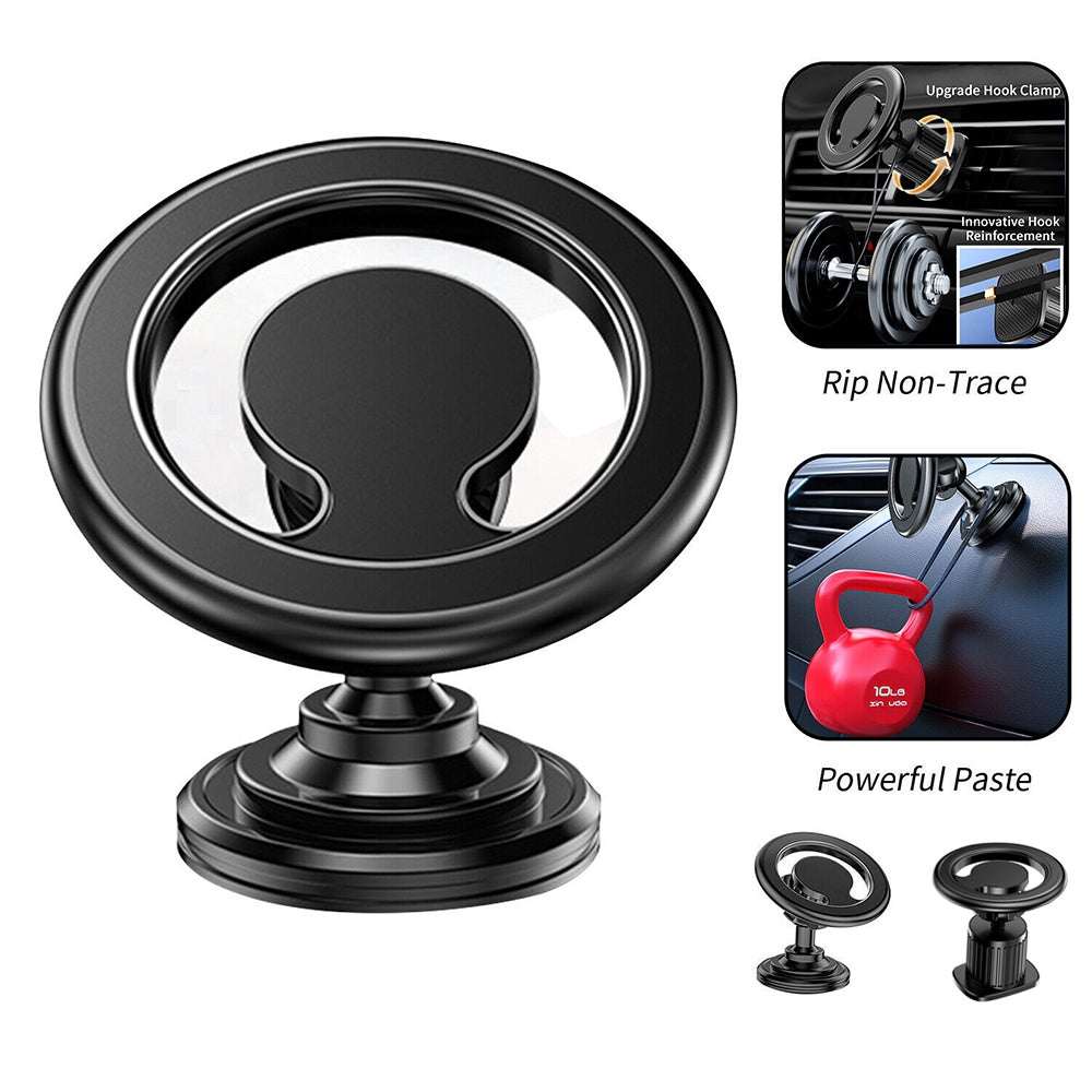 2 in 1 Car Air vent & Dashboard Mount Phone Holder Magnetic Hook Design Compatible with MagsafeBlack