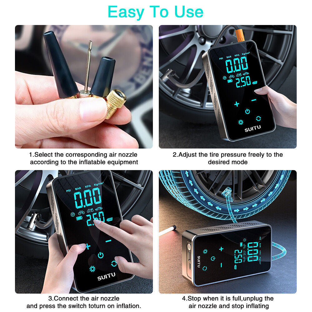 Wireless Car Electric Air Compressor Portable  Digital Touch Tyre Inflator Pump