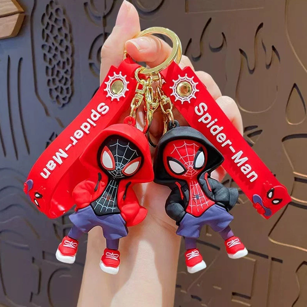 4-Pack Spider-Man Keychain – 3D Figure Keyring, Marvel Bag Charm for Collectors