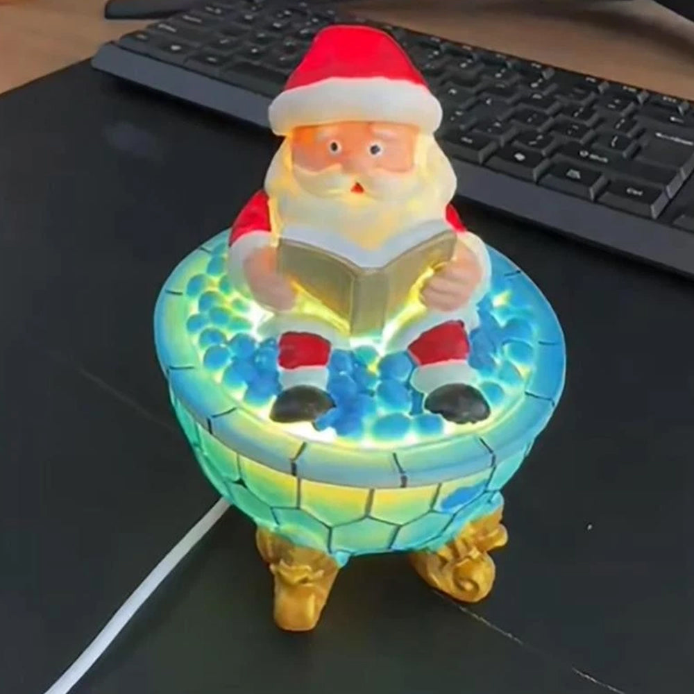 Christmas Santa Bubble Bath Lamp, Cute Santa Reading Books USB LED Lamp Decor