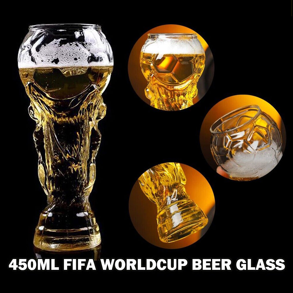 2022 FIFA Qatar World Cup Shape 450ml Beer Glass Football Soccer Hercules Mug