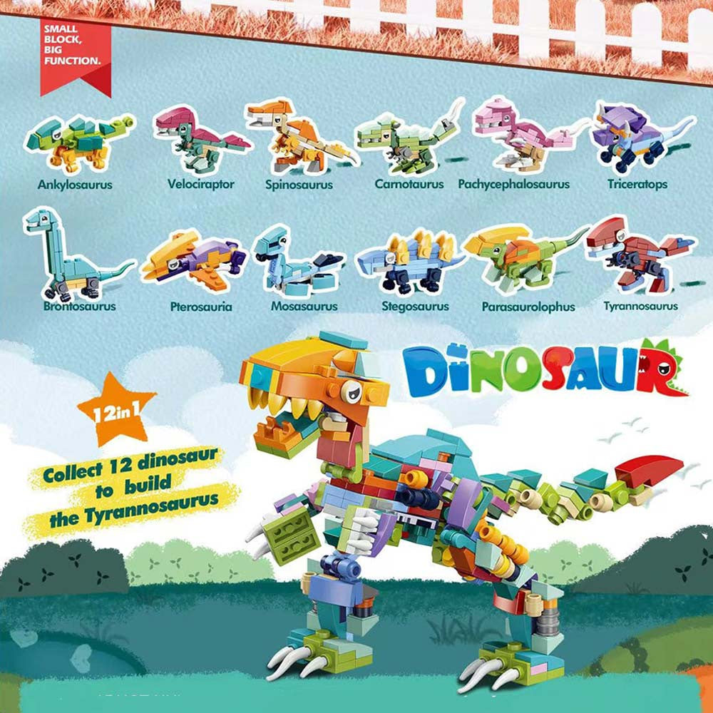 Dinosaur Easter Egg Toy  Mini Lego 12 IN 1 Building Blocks Educational Assembly