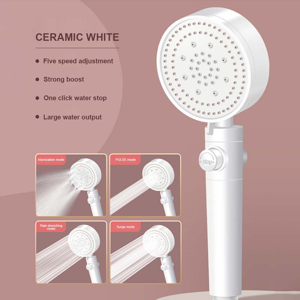 1pc High-Pressure Shower Head, Multi-Functional Hand Held Sprinkler With 5 Modes