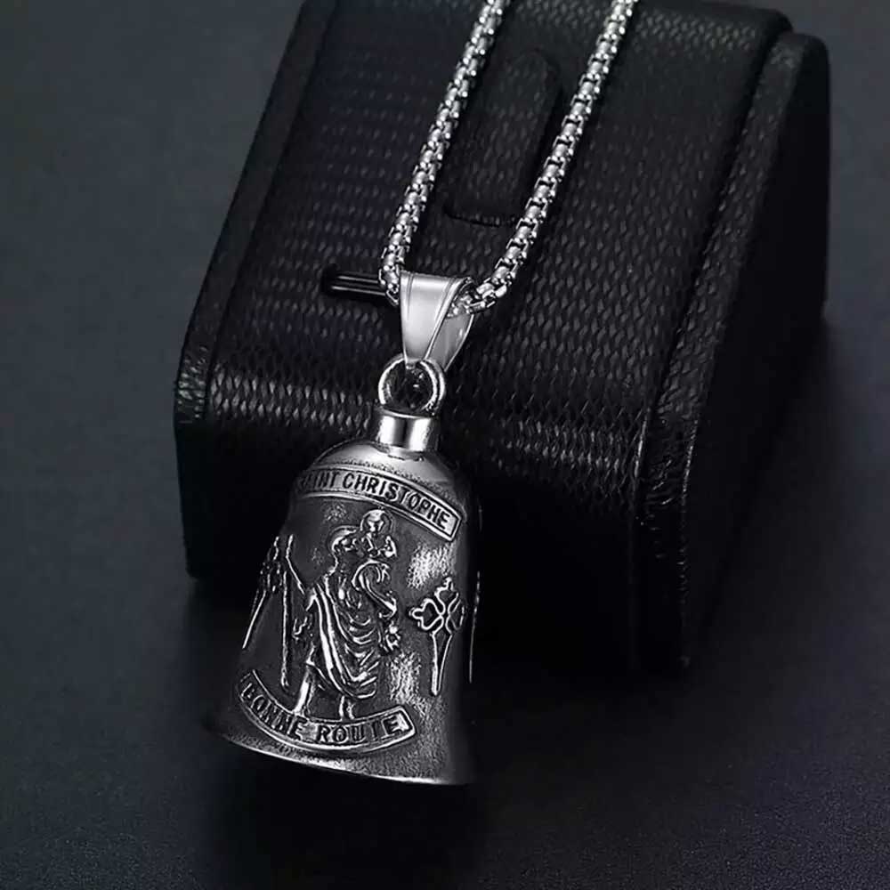 St. Christopher Guardian Bell Motorcycle Lucky Bell Stainless Steel Ride Bells No Chains