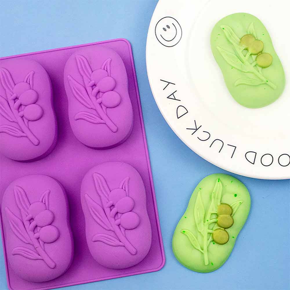 4 Cavity Craft Tools Olive Tree Shape Silicone Mould Handmade Cake Soap Mold AU