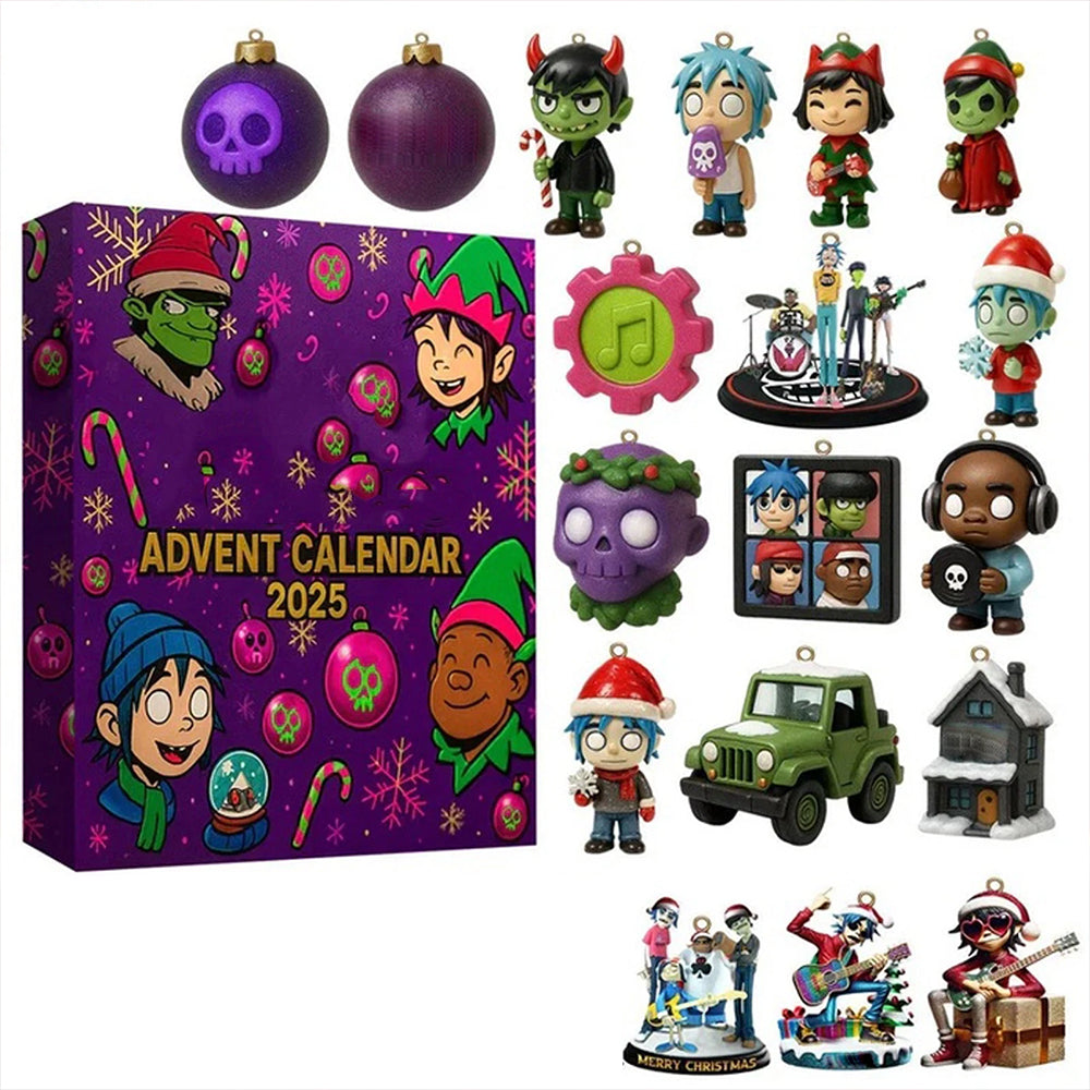 2025 Gorillaz Advent Calendar 24 Days Pendant 2D Ornaments for Christmas Countdown