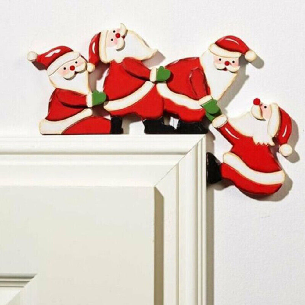 Home Decoration Christmas Door Frame Wooden Adornment Elk Santa Claus Props
