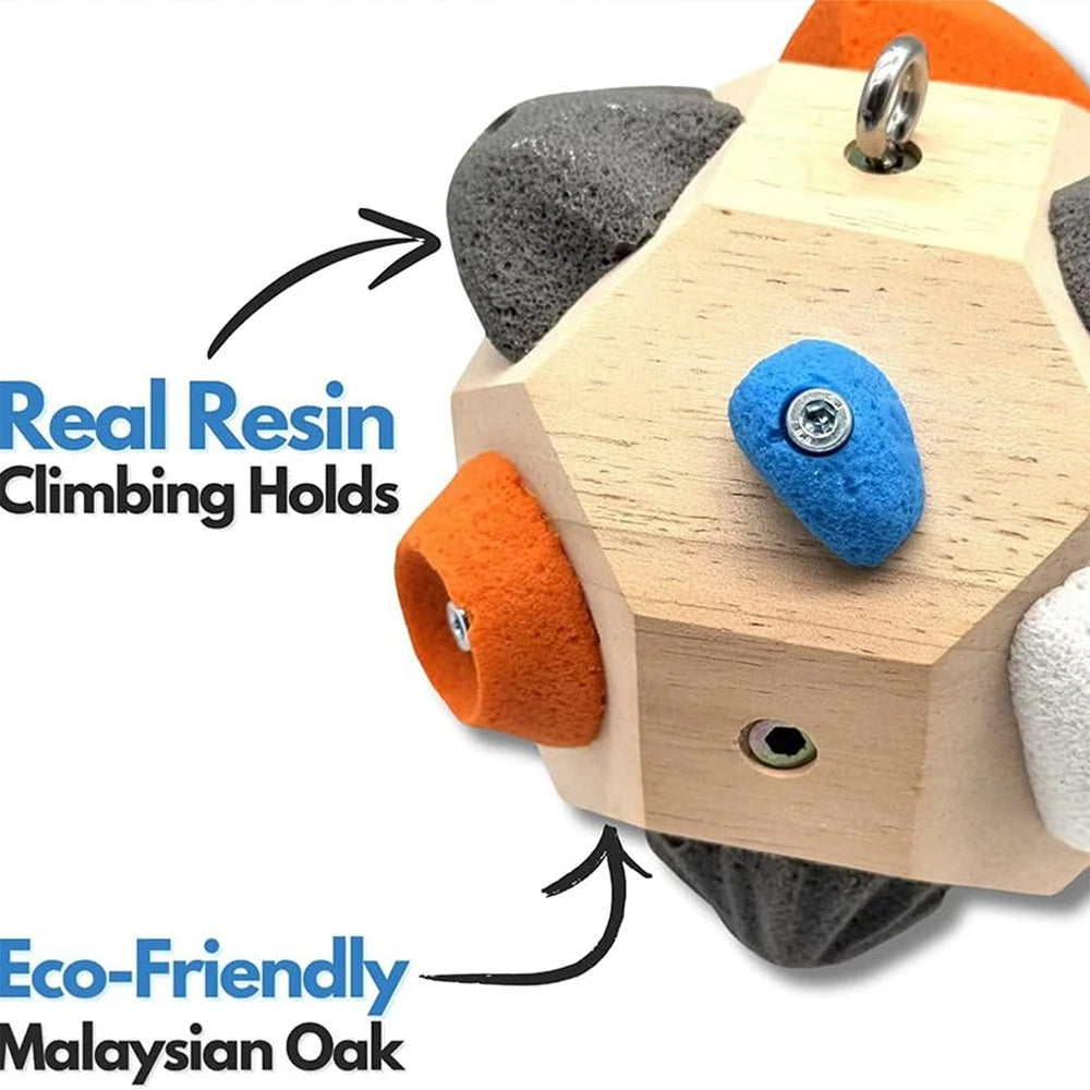 Portable 3D Wooden Boulder Climbing Ball – Handcrafted Finger Strength Trainer with Adjustable Holds