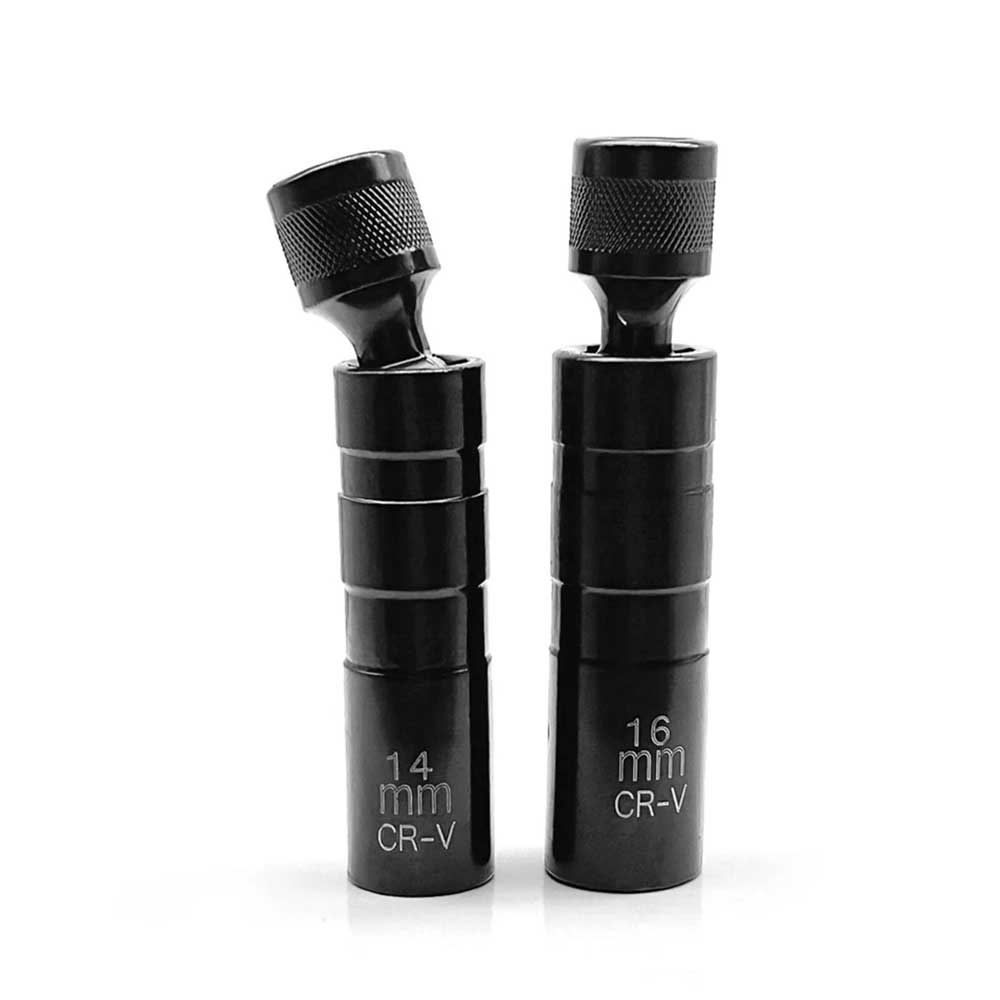 2X Magnetic Thin Wall Spark Plug Socket Set - 12-Point Swivel 14mm & 16mm