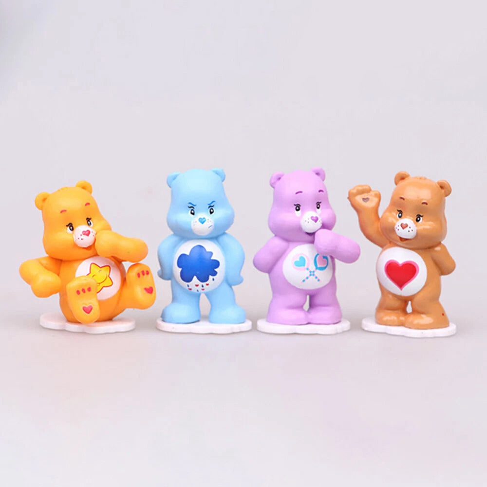 12Pcs Rainbow Care Bears Figure Set - Cute Cake Topper Decor, Collectible Dolls & Car Ornaments