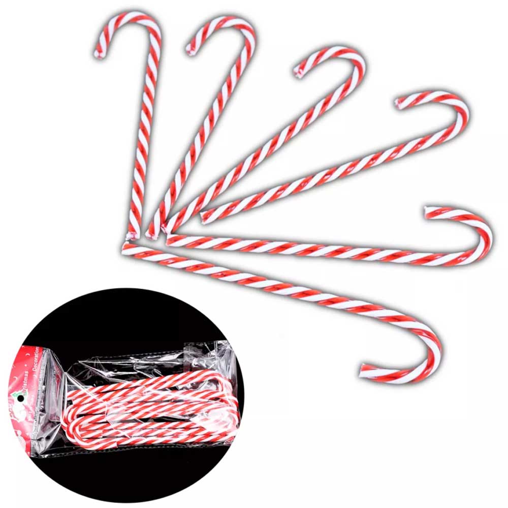 6Pcs/Set Plastic Candy Cane Christmas Hanging Decoration Xmas Tree Ornament