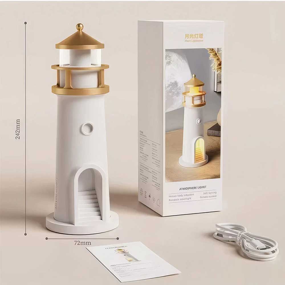 Lighthouse Projector Night Light – 3-in-1 Bluetooth Speaker & White Noise