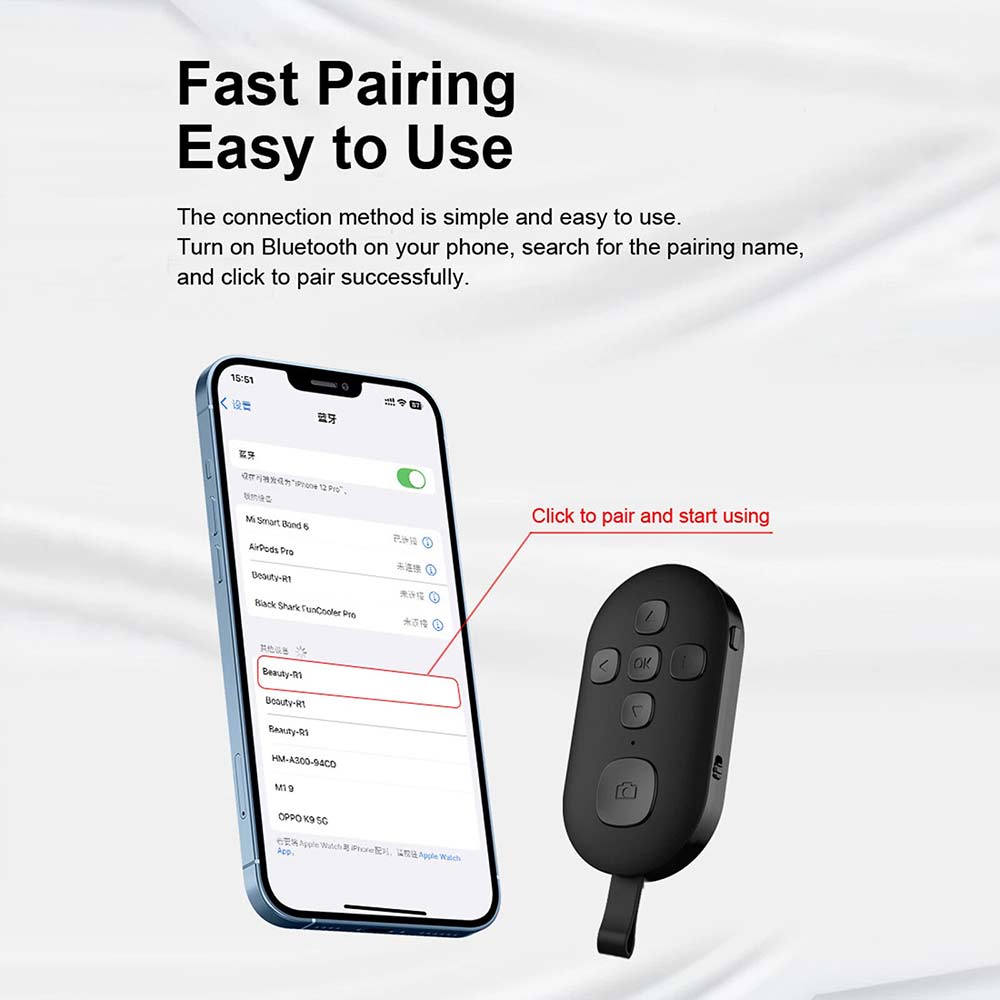 Bluetooth Remote Control - Universal Wireless Shutter Page Turner Video Controller