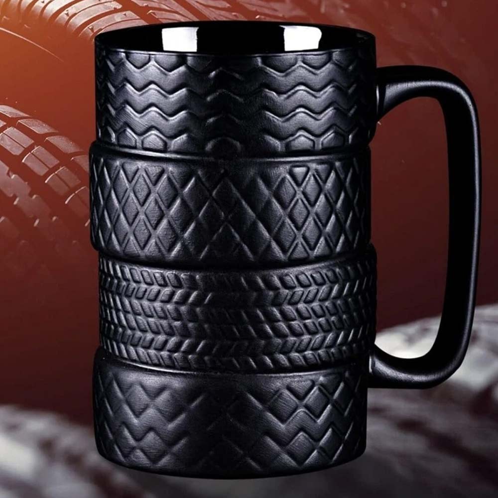 Tyre Tire Ceramic Mug Large 500ml - Novelty Coffee Tea Cup Gift for Car Lovers