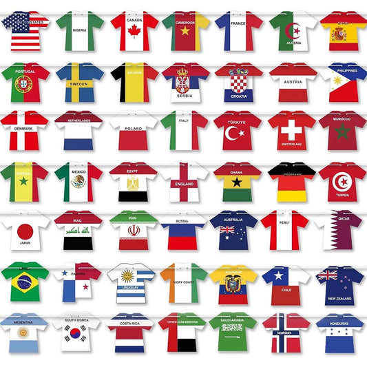 2026 World Cup Football Bunting Banner – 49pcs Jersey Shape Flag Decoration Set