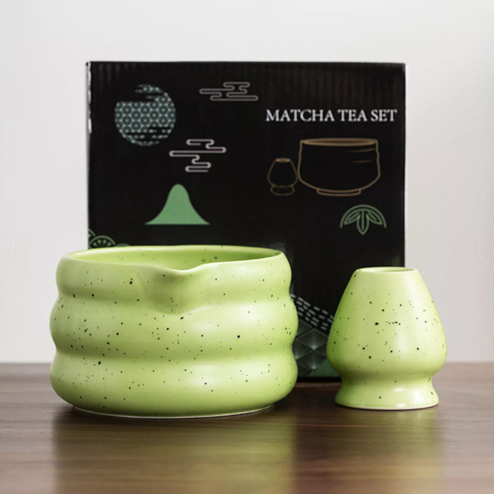 Matcha Making Tool Set Bamboo Tea Whisk Tea Scoop Bowl Ceramic Tea Whisk Set