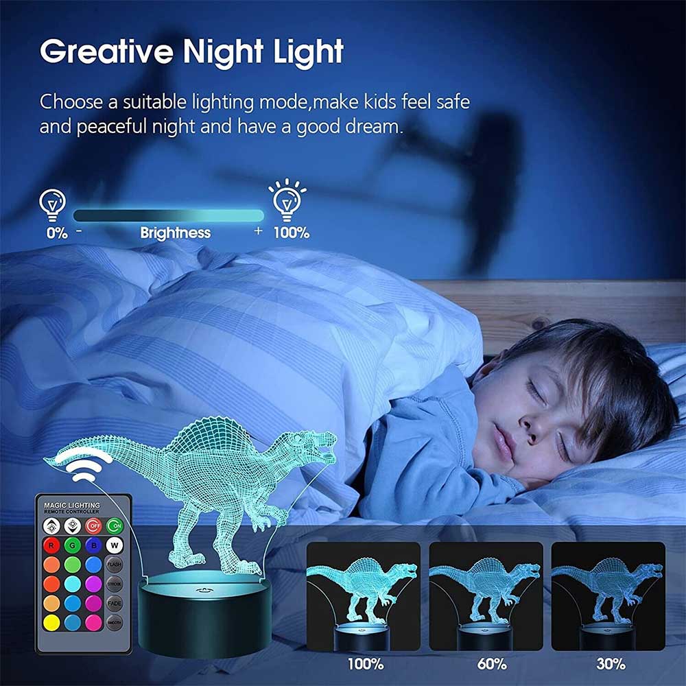 Gift for Boys Girls, 3D LED dinosaur Night Light Kids