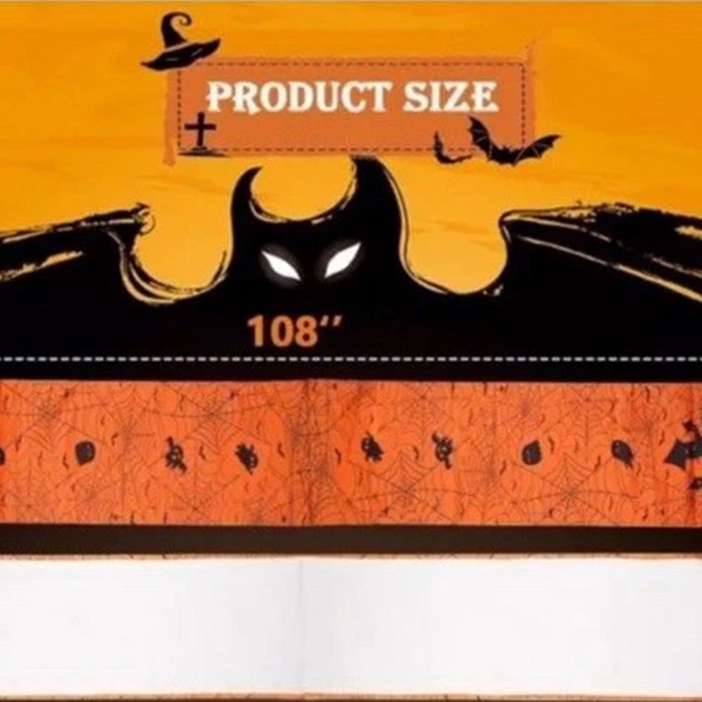 Halloween Table Runner Orange Autumn Kitchen Dining Cobweb Castle 275*33cm