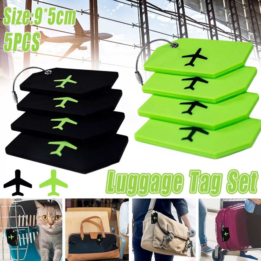 5pcs Luggage Tag Silicone Travel Baggage Suitcase Identity Address Name Label