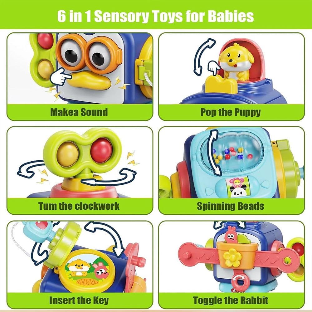 Penguin Busy Cube – Montessori Sensory Toy for Early Learning & Travel Play