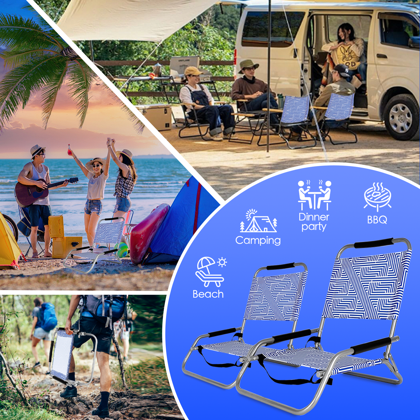 2 Pcs Lazy Dayz Foldable Beach Chair - Makena