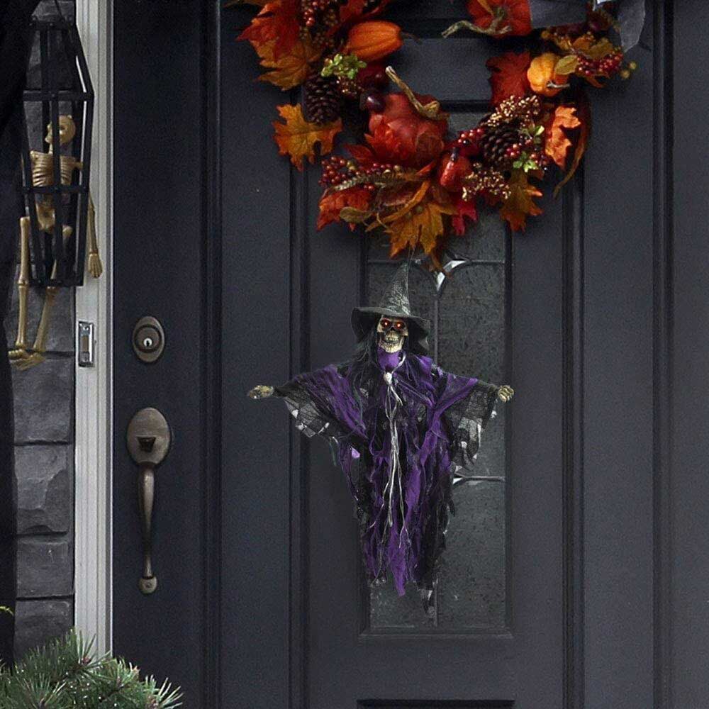 Halloween Hanging Witch NEW Scary Screaming Skeleton Witch Halloween Decoration