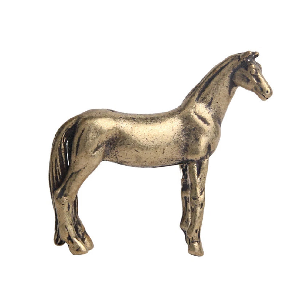 Solid Brass Steed Statue Year of Horse Figurine Home Desktop Decor Ornament Tea Pet