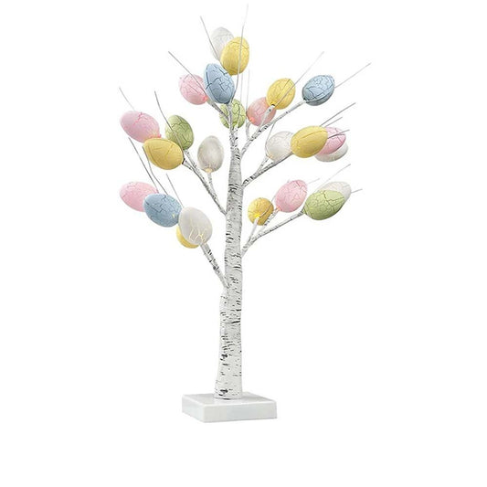 Easter LED Twig Tree - Pre-Lit Birch Light Up Decoration with 24 Colorful Eggs