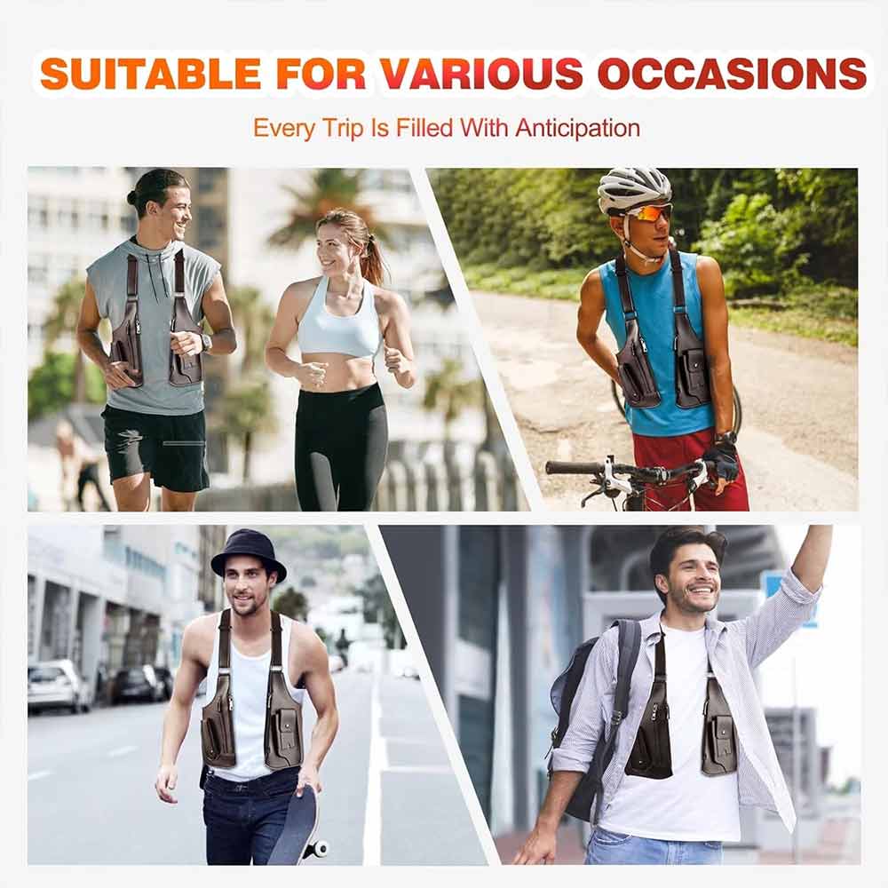 Adjustable Anti-Theft Underarm Shoulder Bag – PU Leather Wallet Holster Bag (Brown)