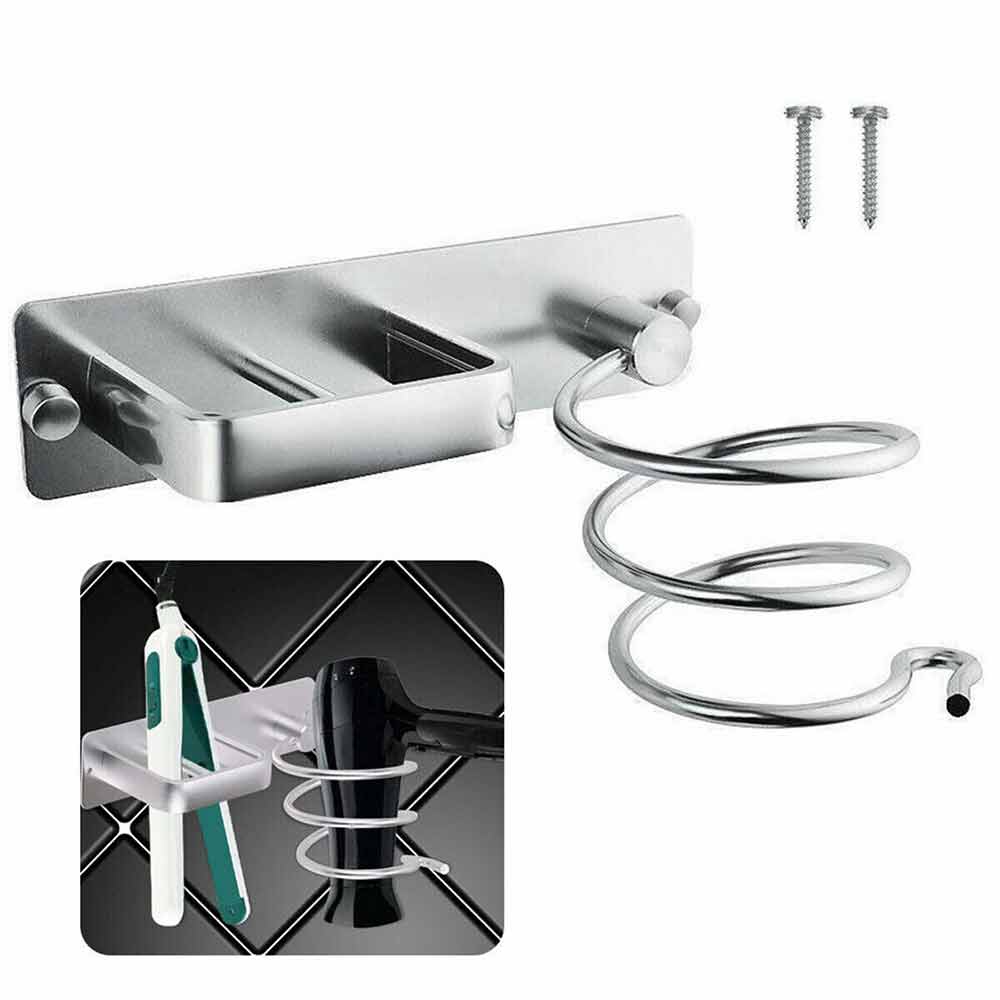 No punching Wall Mounted Hair Dryer Straightener Holder Shelf Stand Storage