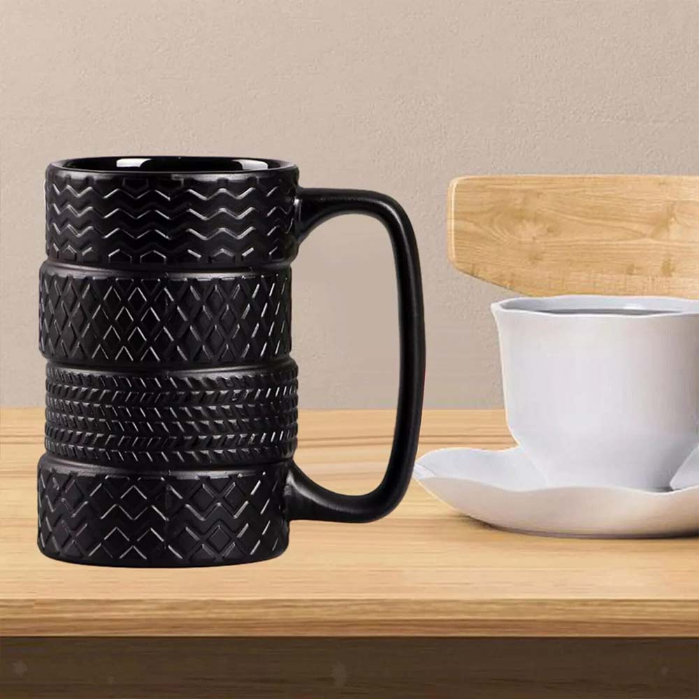 Tyre Tire Ceramic Mug Large 500ml - Novelty Coffee Tea Cup Gift for Car Lovers