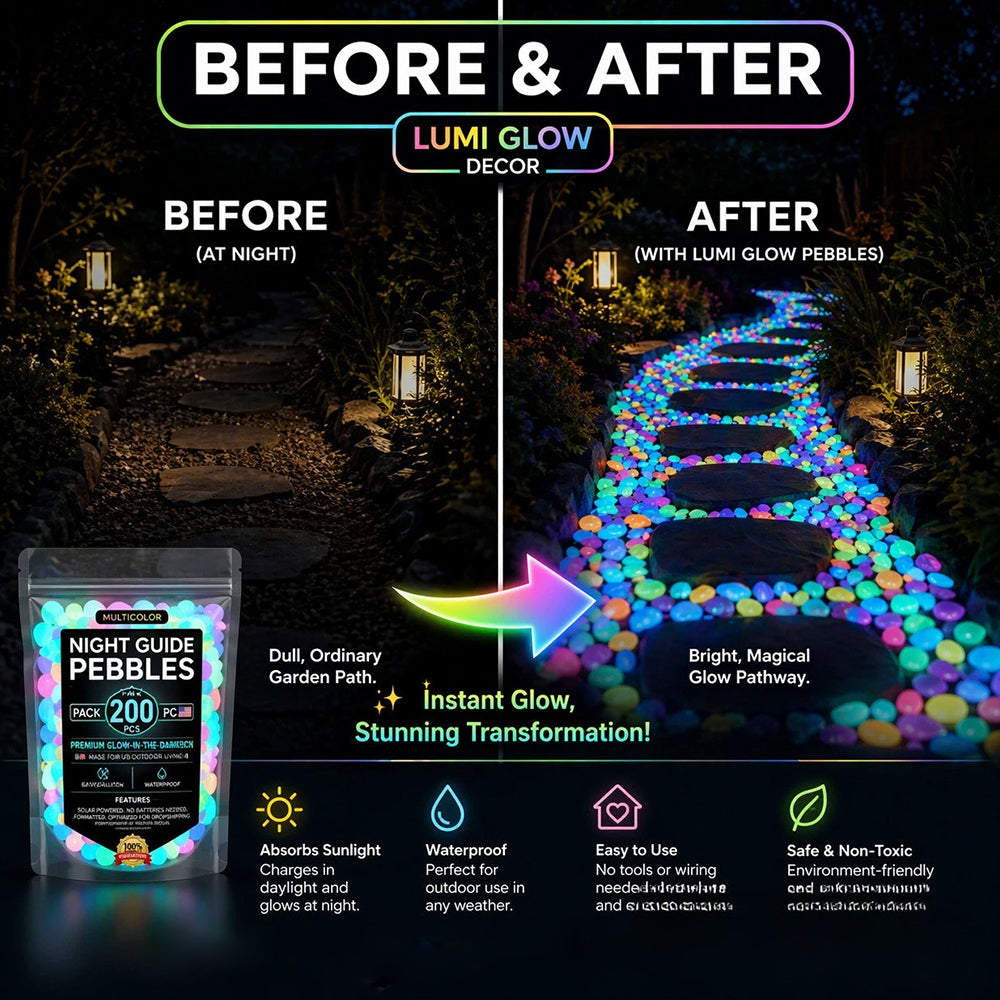 200Pcs Glow Pebbles – Luminous Garden Stones for Outdoor Decor & Pathways