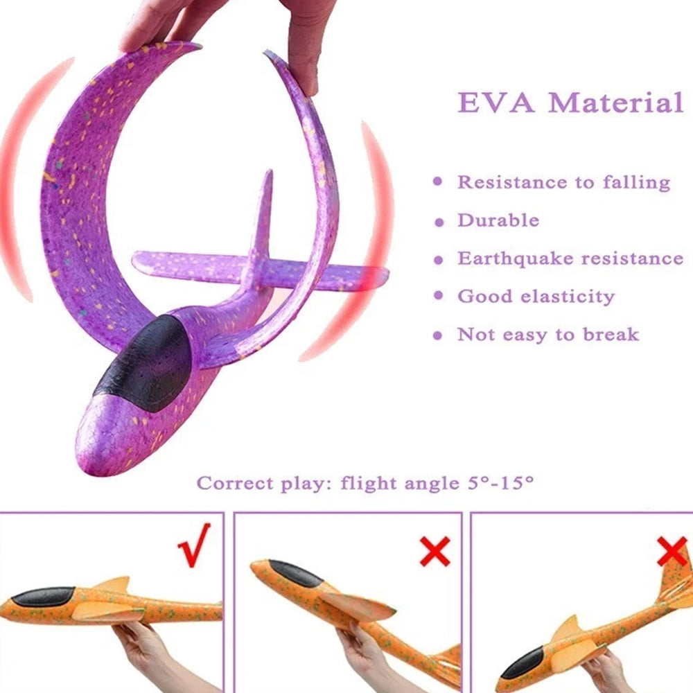 48cm Foam Glider Stunt Plane – Hand Thrown Outdoor Toy with Head Light
