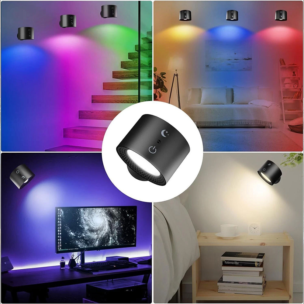 Rechargeable RGB LED Wall Sconce Lights - Magnetic Remote Night Lamp