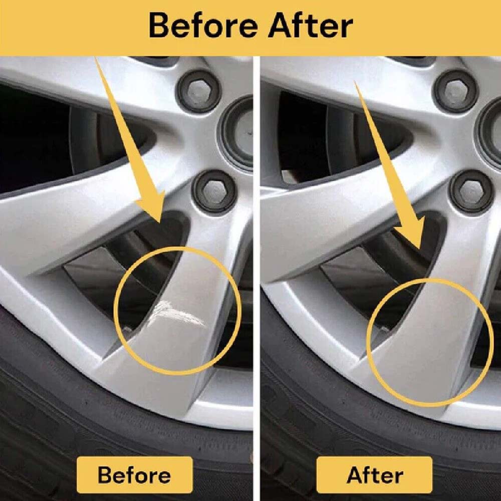 DIY Silver Alloy Wheel Rim Scuffs Scrape Car Kerb Damage Repairing Kit Fix Tool