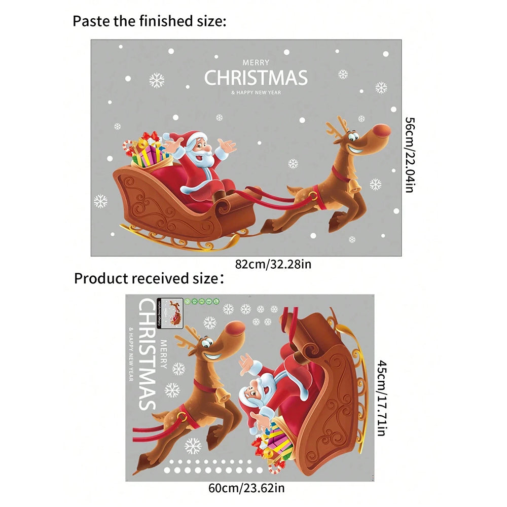 Santa Claus Sleigh Wall & Window Sticker Vinyl Decal for Glass Door Christmas Decor