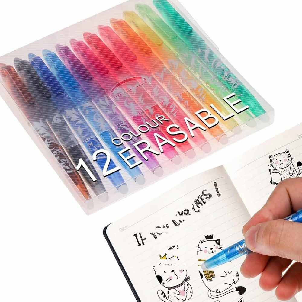 12 Colors Erasable Gel Pens 0.7mm Ink Pens For Drawing Taking Notes Handwriting
