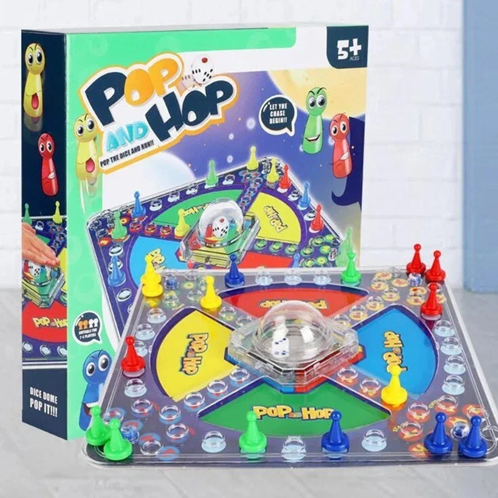 Family Dice Game – Ludo Board Game, 2-4 Players Classic Pop and Hop