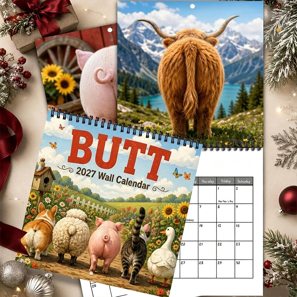 Funny Animal Butts 2027 Wall Calendar – Humorous Month-to-View Hanging Gift