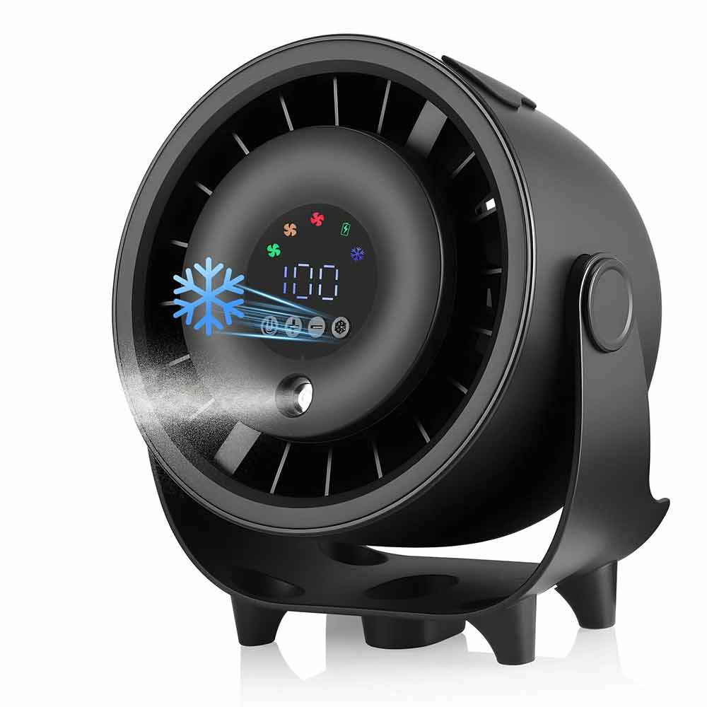 Rechargeable Misting Fan – USB Desktop Cooling Fan with Black Finish
